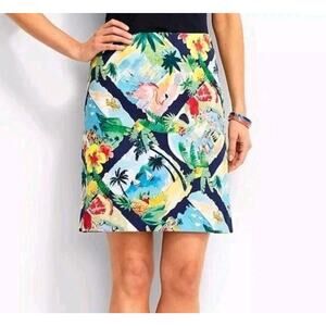 TALBOTS PENCIL SKIRT SIZE 6 TROPICAL COLORFUL BEACH FLAMINGO ART TO WEAR LINED